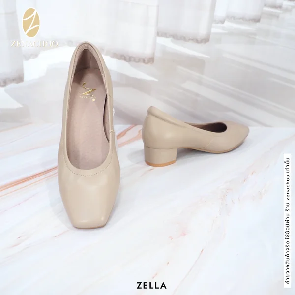 ทรงปกติ เปลี่ยนไซส์ได้-ไม่รับคืน Zenachoo รุ่นขายดี Zella ส้นใหญ่ สูง 1.5นิ้ว รองเท้าหนังแกะแท้ image 5
