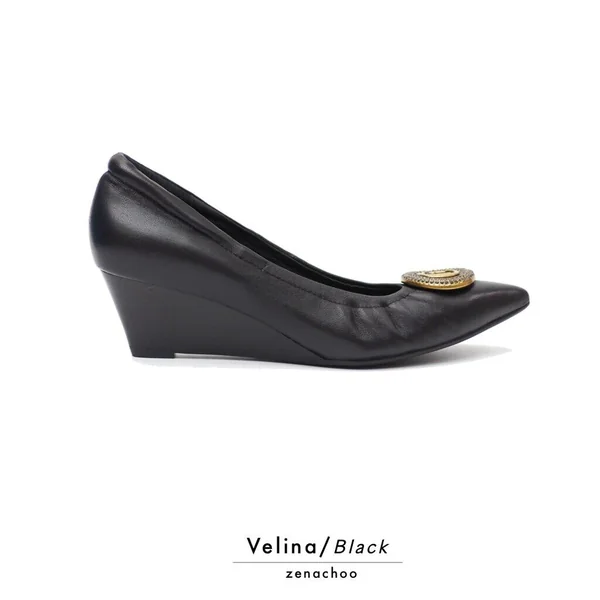 ทรงปกติ เปลี่ยนไซส์ได้-ไม่รับคืน Zenachoo รุ่น Velina ส้นเตารีดสูง 2 นิ้ว หัวแหลม หนังแกะนิ่มทั้งคู่ image 5