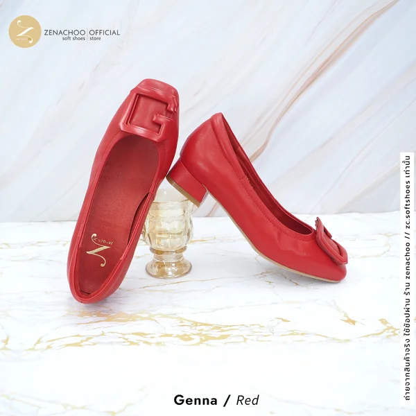 ทรงปกติ:เปลี่ยนไซส์ได้-ไม่รับคืน Zenachoo รุ่น Genna สูง 1 นิ้ว รองเท้าหนังแกะแท้ หนังนิ่ม พื้นนุ่ม image 6