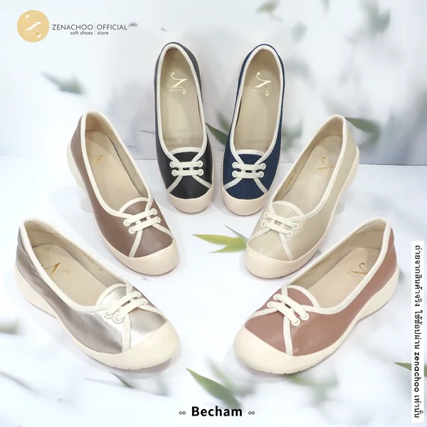 ทรงปกติ เปลี่ยนไซส์ได้-ไม่รับคืน Zenachoo รุ่น Becham สูง 1.5 นิ้ว คัทชูแนวสปอร์ต นิ่มมากกท้าให้ลอง