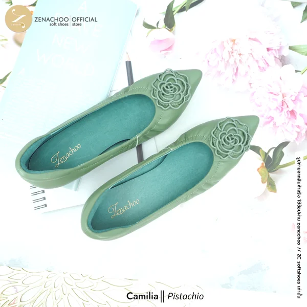 ทรงปกติ เปลี่ยนไซส์ได้-ไม่รับคืน รุ่นขายดี Zenachoo Camilia สูง 1 นิ้ว รองเท้าหนังแกะแท้ หัวแหลมหน้ากว้าง image 8
