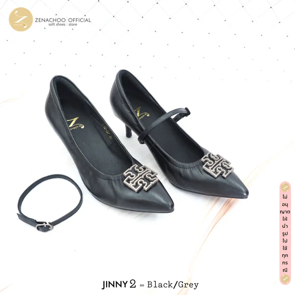 ทรงปกติ เปลี่ยนไซซ์ได้ ไม่รับคืนสินค้า Zenachoo รองเท้าหนังแกะแท้ รุ่น Jinny2 สูง 2 นิ้ว ทรงสวยมาก image 2