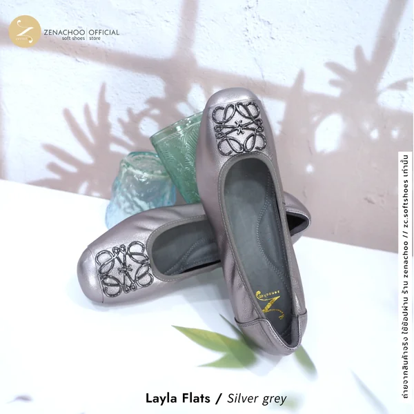 ทรงปกติ:เปลี่ยนไซส์ได้-ไม่รับคืน Zenachoo รุ่น Layla Flats สูง 1นิ้ว รองเท้าหนังแกะแท้ หนังนิ่ม พื้นนุ่ม image 3