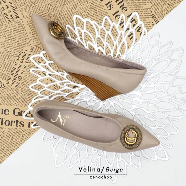 ทรงปกติ เปลี่ยนไซส์ได้-ไม่รับคืน Zenachoo รุ่น Velina ส้นเตารีดสูง 2 นิ้ว หัวแหลม หนังแกะนิ่มทั้งคู่ image 6