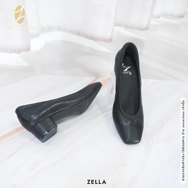 ทรงปกติ เปลี่ยนไซส์ได้-ไม่รับคืน Zenachoo รุ่นขายดี Zella ส้นใหญ่ สูง 1.5นิ้ว รองเท้าหนังแกะแท้ image 8