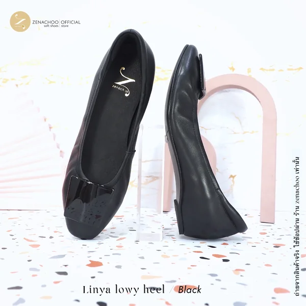 ทรงปกติ:เปลี่ยนไซส์ได้ ไม่รับคืน รุ่นขายดี Zenachoo Linya Lowy heel สูง 1.3 นิ้ว เสริมส้นด้านใน รองเท้าหนังแกะแท้ image 3