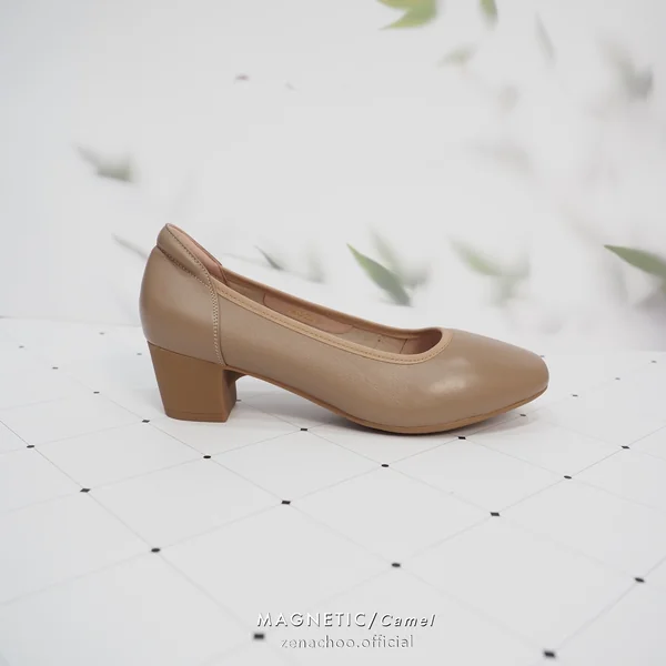 ทรงปกติ เปลี่ยนไซส์ได้ ไม่รับคืน Zenachoo Magnetic Shoes สูง 2นิ้ว สีCamel รองเท้าสุขภาพ แม่เหล็กนวตกรรมญี่ปุ่น ขายดี หน้ากว้างนิ่มสบาย image 3