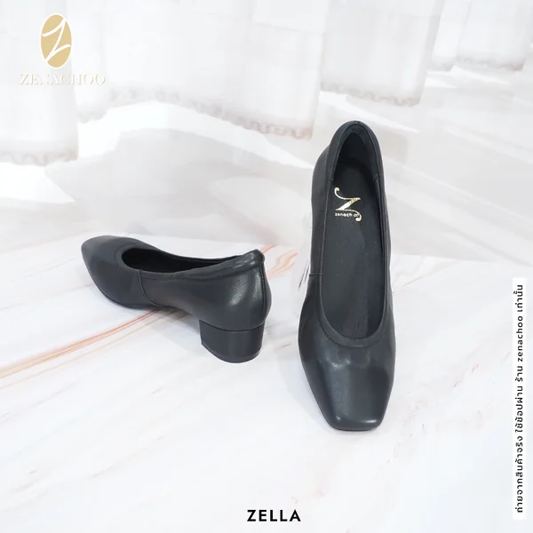 ทรงปกติ เปลี่ยนไซส์ได้-ไม่รับคืน Zenachoo รุ่นขายดี Zella ส้นใหญ่ สูง 1.5นิ้ว รองเท้าหนังแกะแท้ image 7