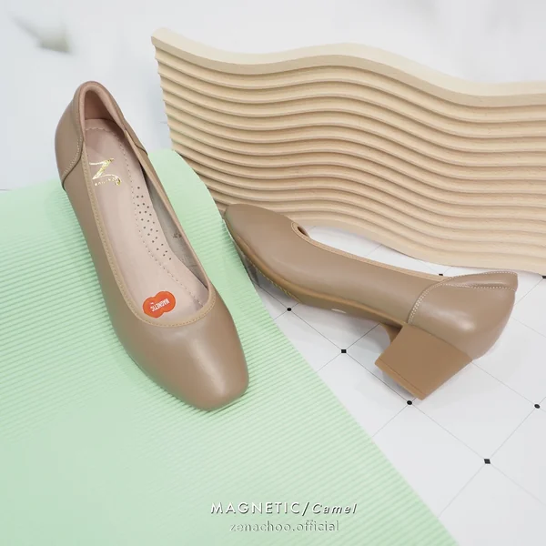 ทรงปกติ เปลี่ยนไซส์ได้ ไม่รับคืน Zenachoo Magnetic Shoes สูง 2นิ้ว สีCamel รองเท้าสุขภาพ แม่เหล็กนวตกรรมญี่ปุ่น ขายดี หน้ากว้างนิ่มสบาย