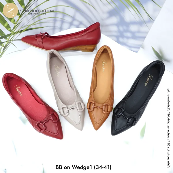 รุ่นขายดี ปรับความสูง ทรงปกติ เปลี่ยนไซส์ได้-ไม่รับคืน พื้นนิ่ม Zenachoo BB on Wedge1 สูง 1 นิ้ว รองเท้าหนังแกะแท้ ใส่สบายมาก รุ่นขายดี ปรับความสูง ทรงปกติ เปลี่ยนไซส์ได้-ไม่รับคืน พื้นนิ่ม Zenachoo BB on Wedge1 สูง 1 นิ้ว รองเท้าหนังแกะแท้ ใส่สบายมาก