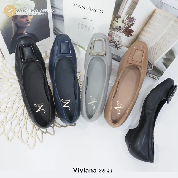 ทรงปกติ หน้าเท้ากว้างเพิ่ม 1 ไซส์ เปลี่ยนไซส์ได้-ไม่รับคืน Zenachoo รุ่น Viviana สูง 1นิ้ว รองเท้าหนังแกะแท้ หัวตัด ทรงสวยมาก