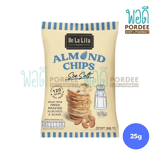 DeLaLita Almond Chips ขนมข้าวและอัลมอนด์อัดแผ่น (รสเกลือทะเล) 25 กรัม DeLaLita Almond Chips ขนมข้าวและอัลมอนด์อัดแผ่น (รสเกลือทะเล) 25 กรัม