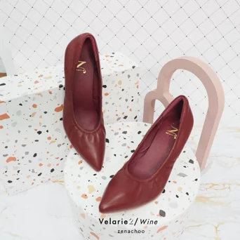 ทรงปกติ เปลี่ยนไซส์ได้-ไม่รับคืน รุ่นขายดี Zenachoo Velarie2 สูง 2 นิ้ว สี Wine รองเท้าหนังแกะแท้ หัวแหลมหน้ากว้าง image 2