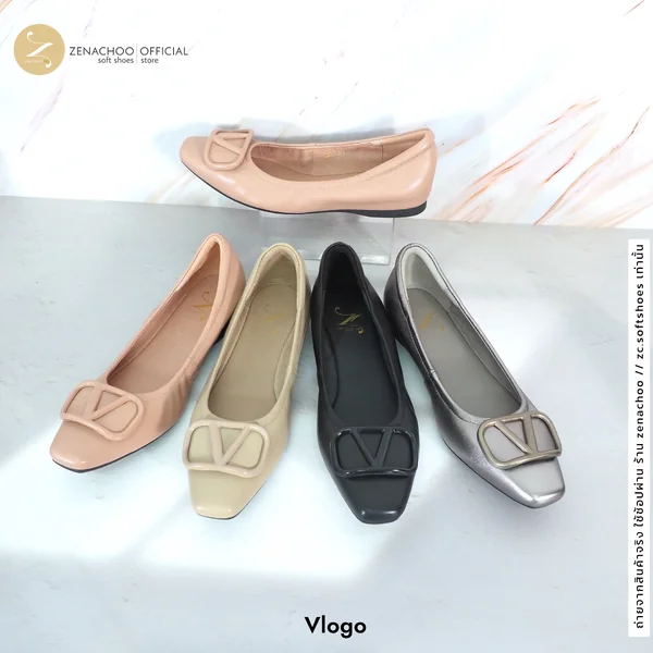 ทรงปกติ เปลี่ยนไซส์ได้-ไม่รับคืน Zenachoo รุ่น Vlogo สูง 1 นิ้ว รองเท้าหนังแกะแท้ หนังนิ่ม พื้นนุ่ม