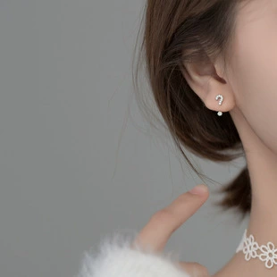 ต่างหูสำหรับผิวแพ้ง่าย เงินแท้ 92.5% Eloki สีเงิน_ES107